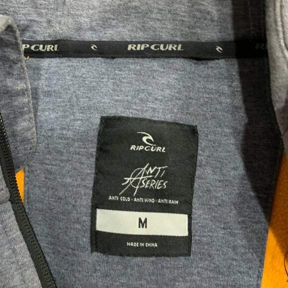 Rip Curl Mens Anti Series Fleece Lined Zip Hoodie Sz Medium Gray Warm Winter - Picture 3 of 5